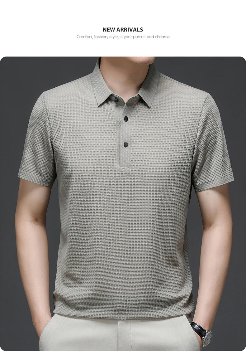 M-4XL Summer New Men's Short Sleeve T-shirt Cool and Breathable POLO Shirt Business Casual