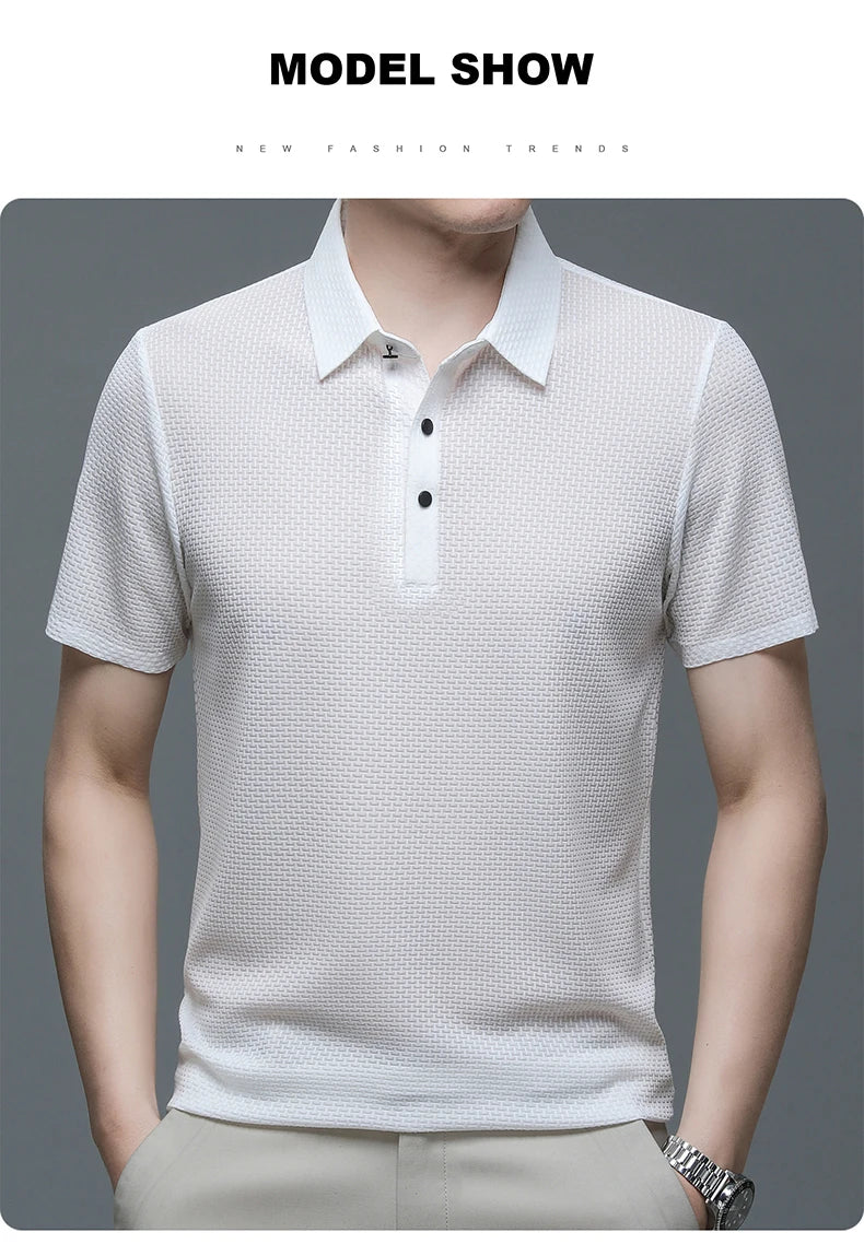 M-4XL Summer New Men's Short Sleeve T-shirt Cool and Breathable POLO Shirt Business Casual