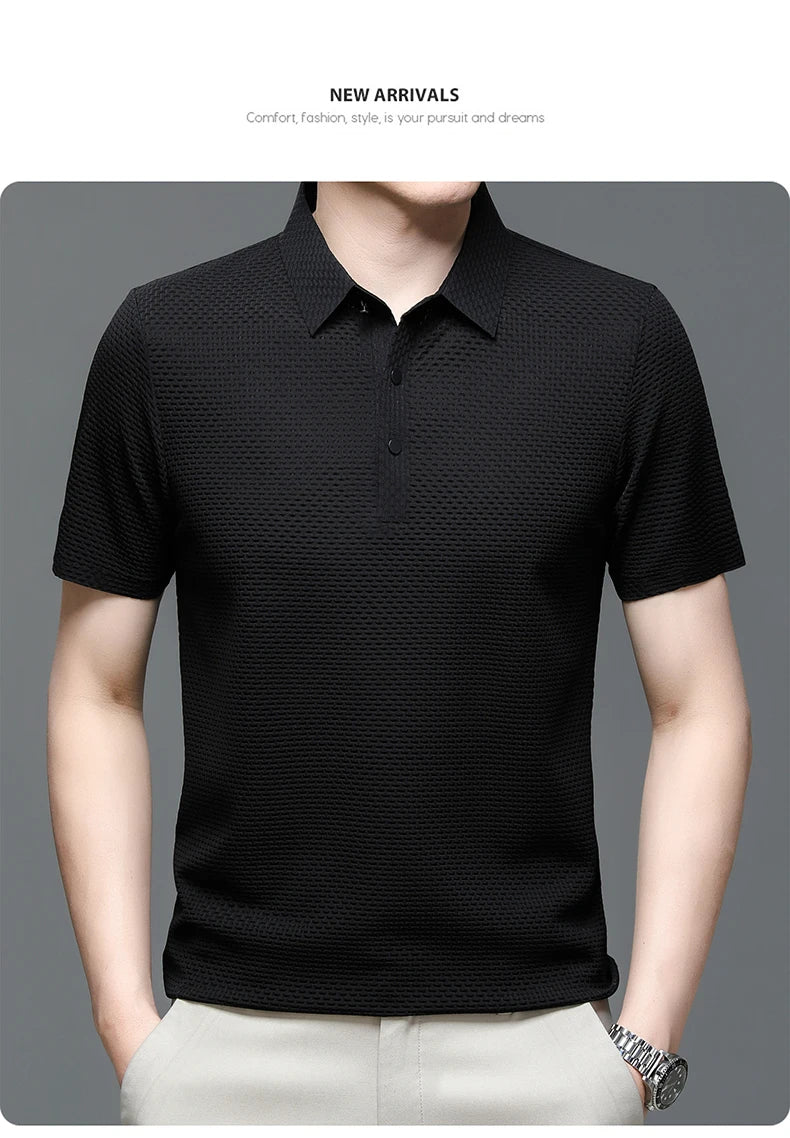 M-4XL Summer New Men's Short Sleeve T-shirt Cool and Breathable POLO Shirt Business Casual