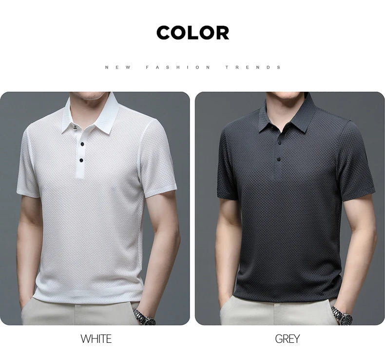 M-4XL Summer New Men's Short Sleeve T-shirt Cool and Breathable POLO Shirt Business Casual