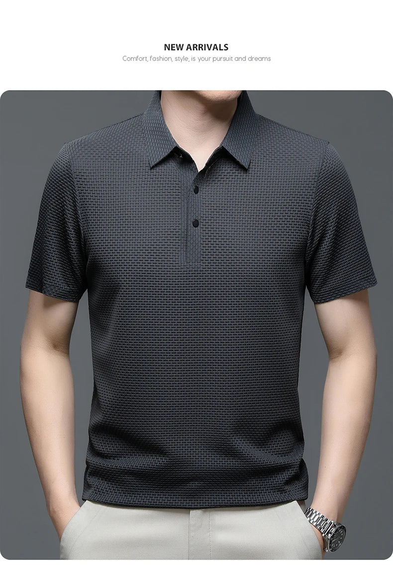 M-4XL Summer New Men's Short Sleeve T-shirt Cool and Breathable POLO Shirt Business Casual