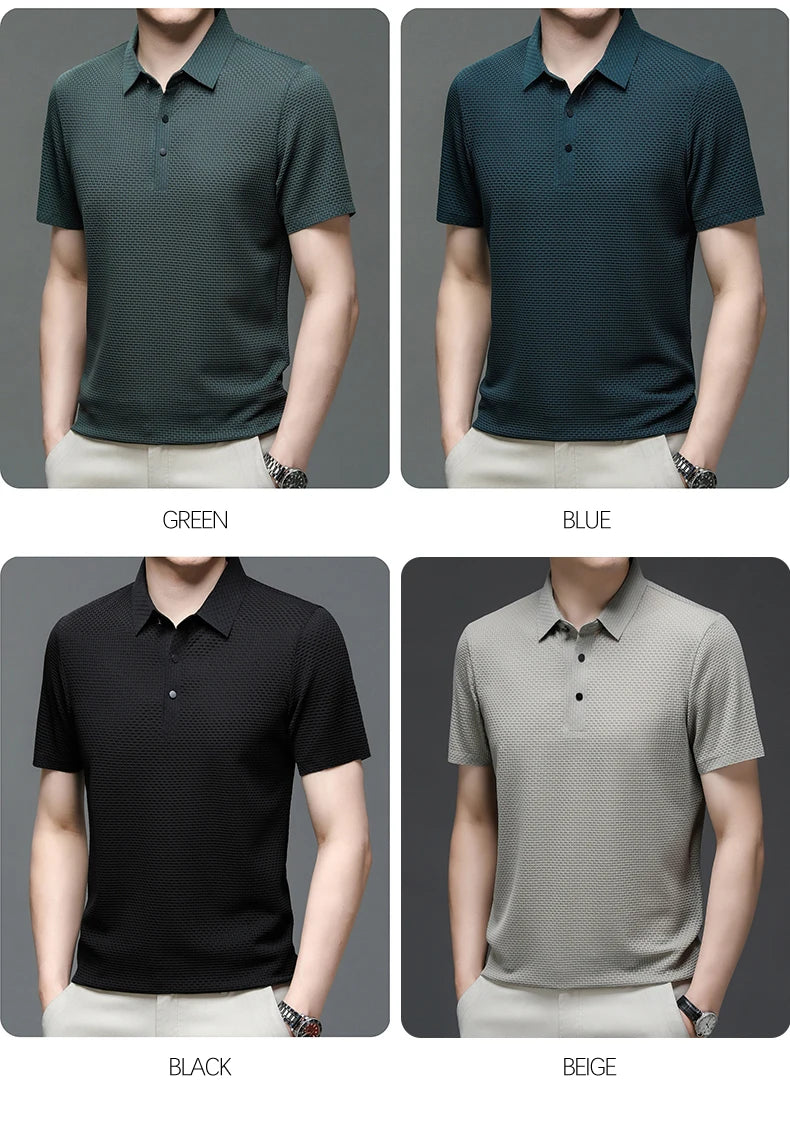 M-4XL Summer New Men's Short Sleeve T-shirt Cool and Breathable POLO Shirt Business Casual