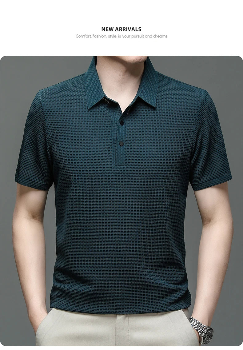 M-4XL Summer New Men's Short Sleeve T-shirt Cool and Breathable POLO Shirt Business Casual