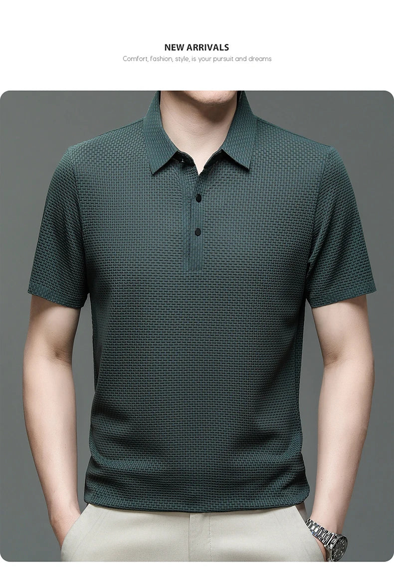 M-4XL Summer New Men's Short Sleeve T-shirt Cool and Breathable POLO Shirt Business Casual